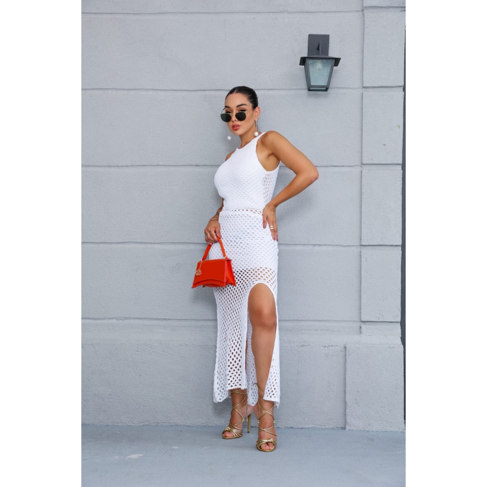 Vestido com Fenda - Branco