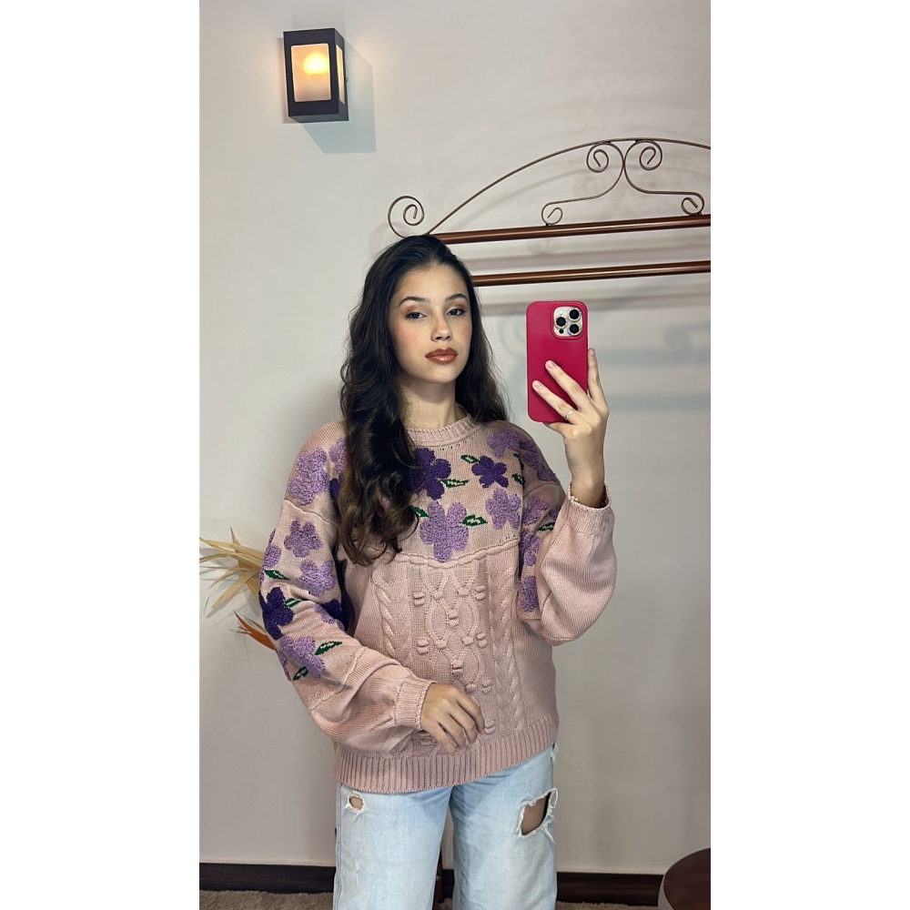 Blusa Flor - Rosa Prata