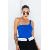 Cropped modal Alça Trança - Azul Bic