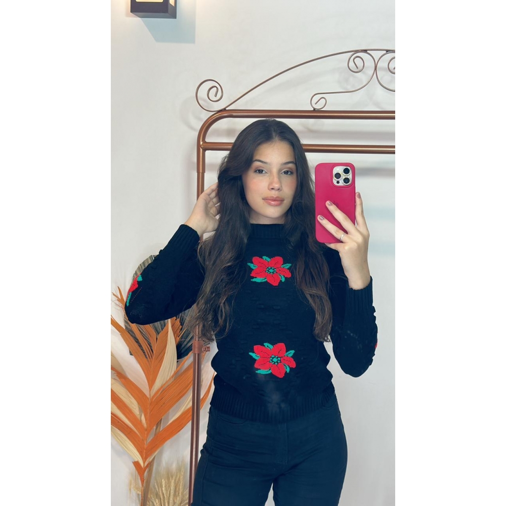 Blusa modal Flor - Preto