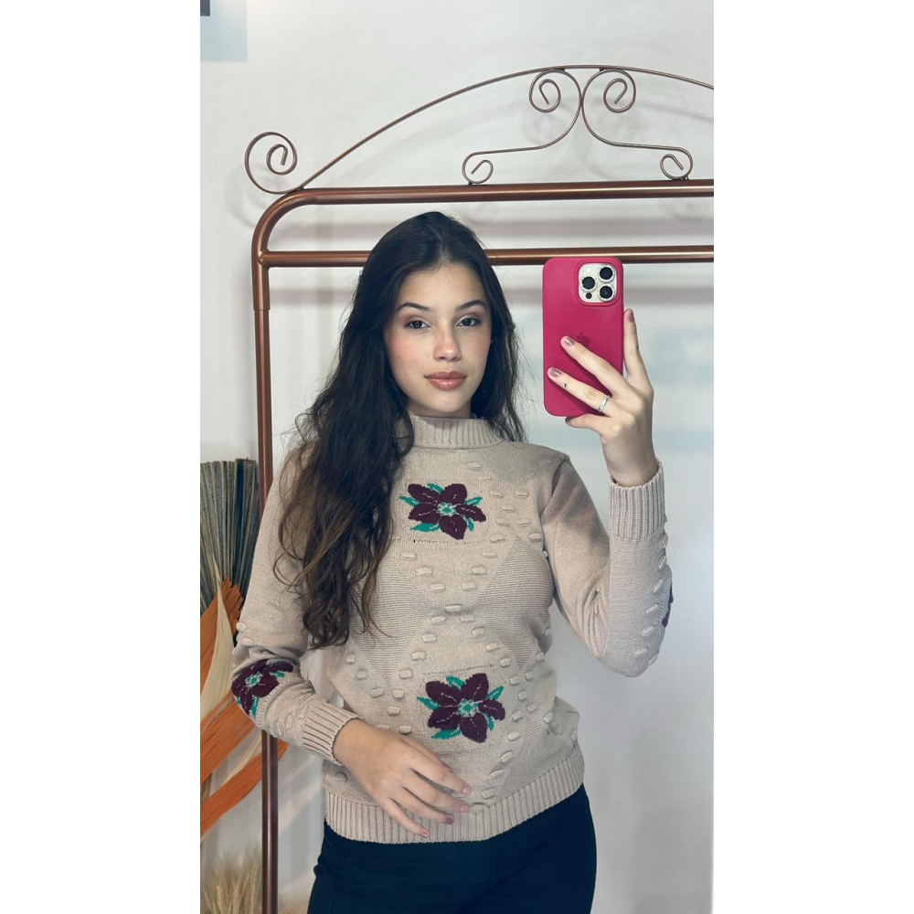 Blusa modal Flor - Areia
