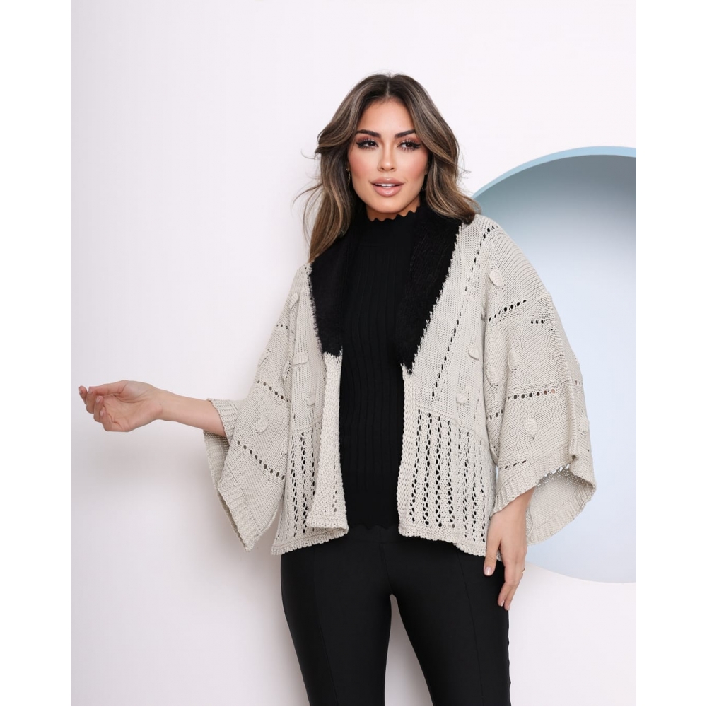 Capa com Angora - Areia