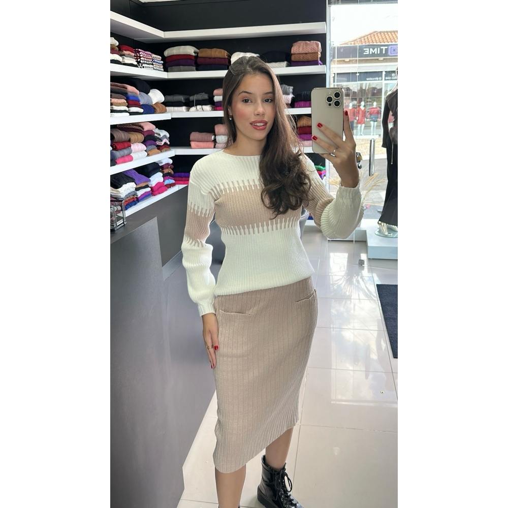 Conjunto Isabela - Branco com Areia