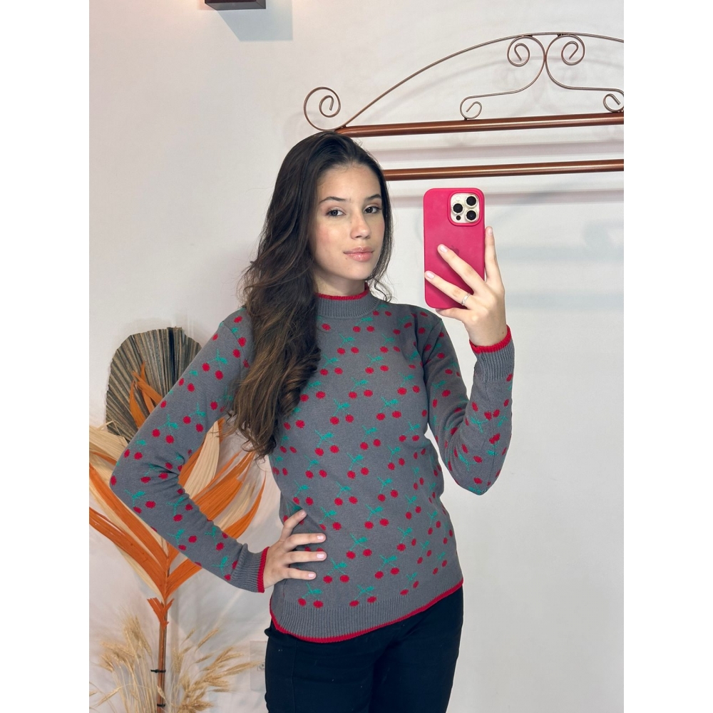 Blusa Cereja Modal - Grafite