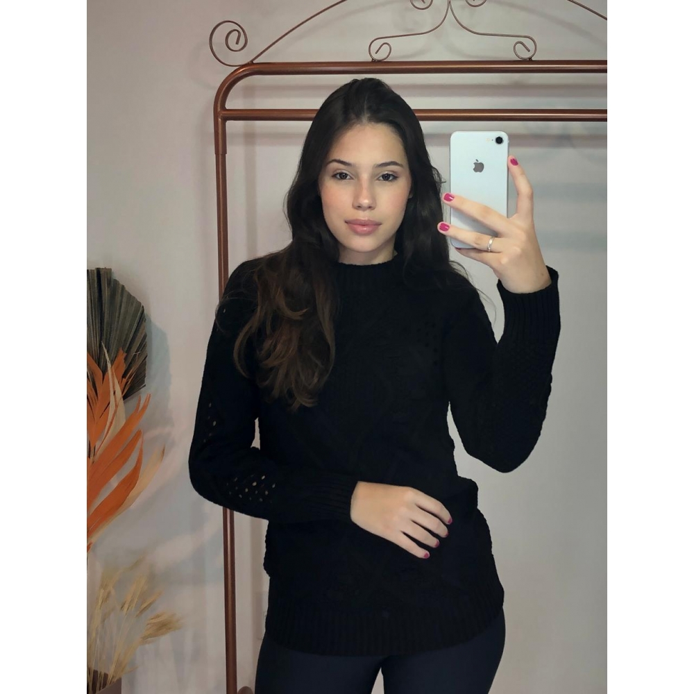 Blusa Aline No Rayon - Preto