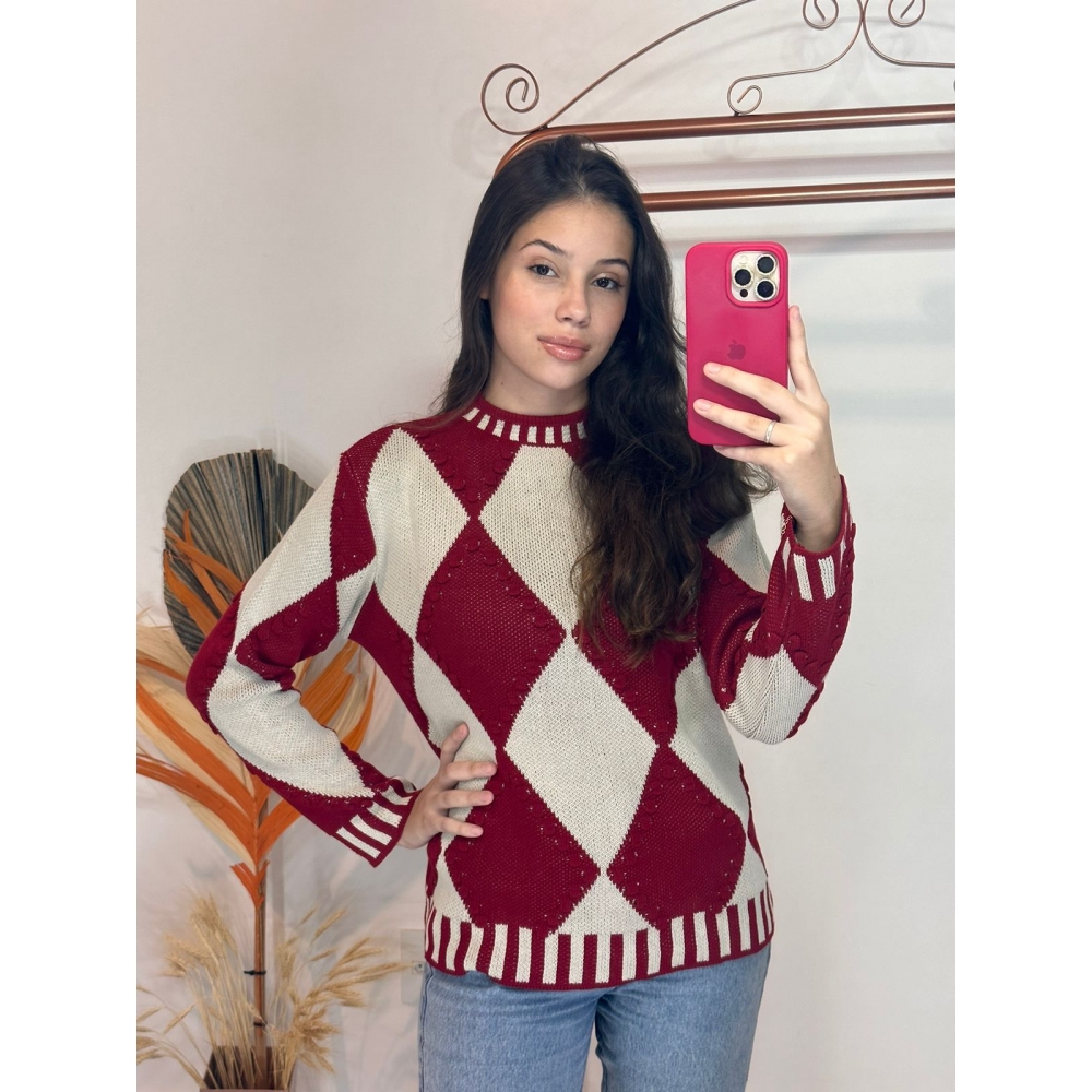 Blusa Jacquar Pipoca - Vermelho