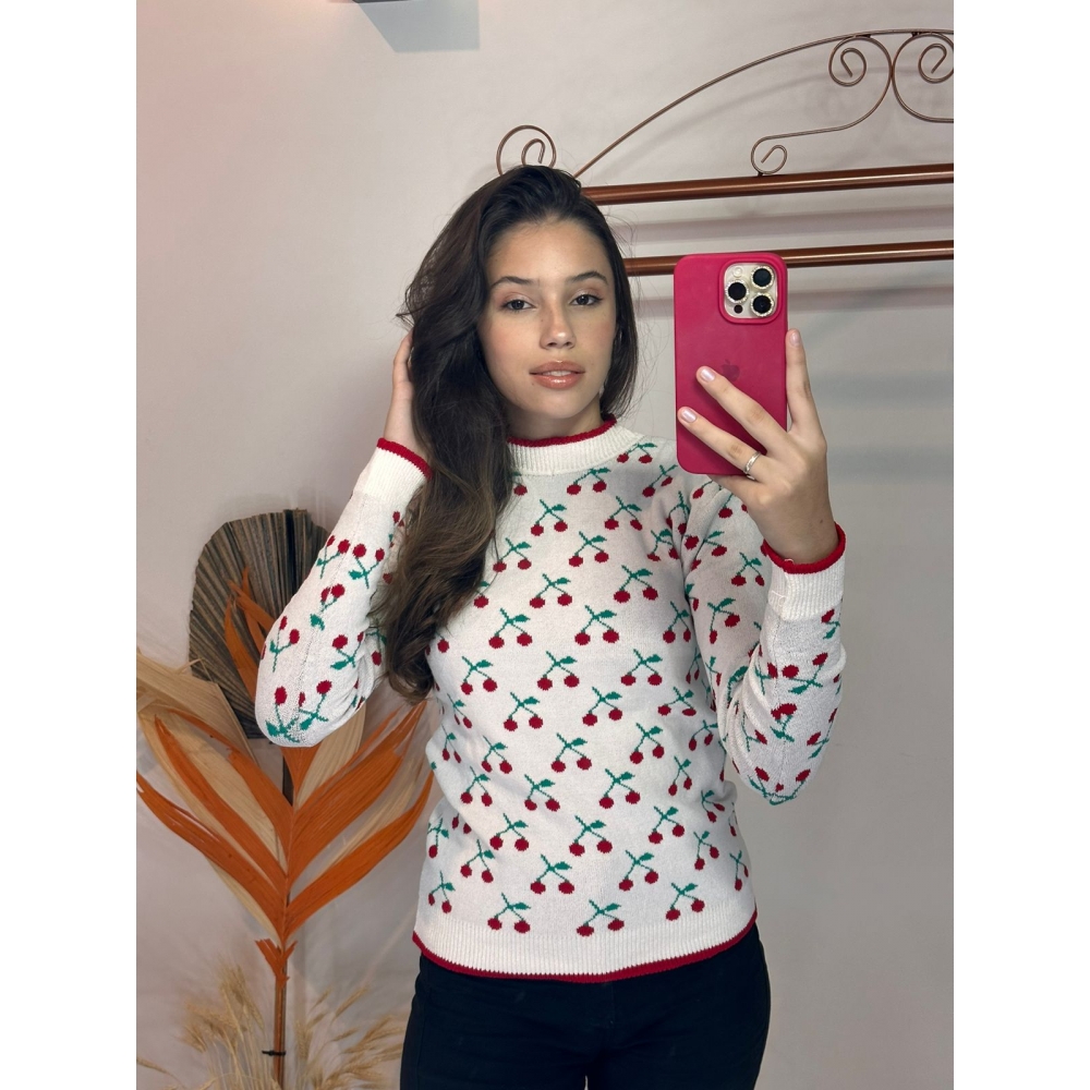 Blusa Cereja Modal - Branco